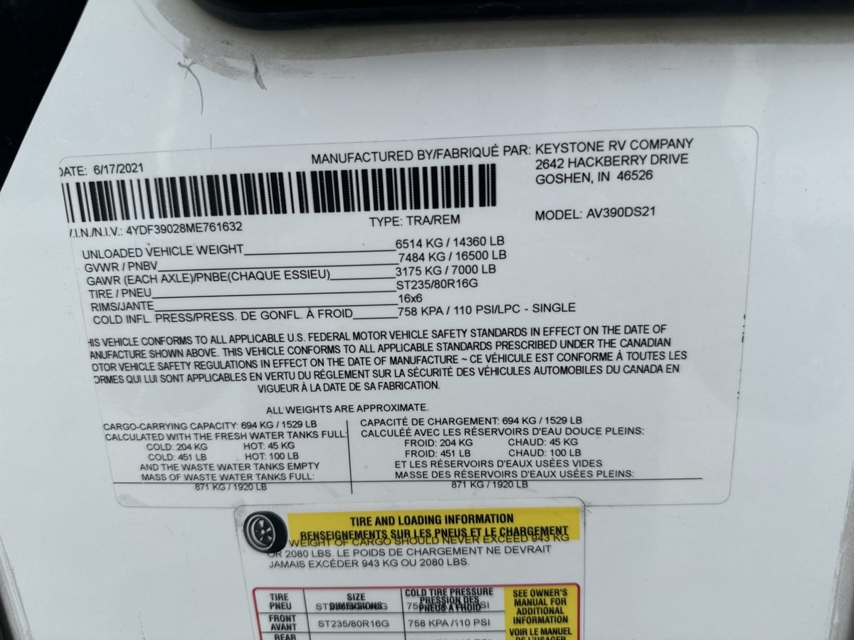 2021 Keystone Avalanche 390DS - Image 30