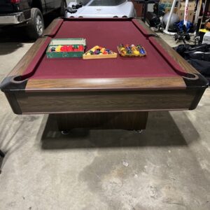 Pool Table with Snooker and Pool Balls – 12 Cues