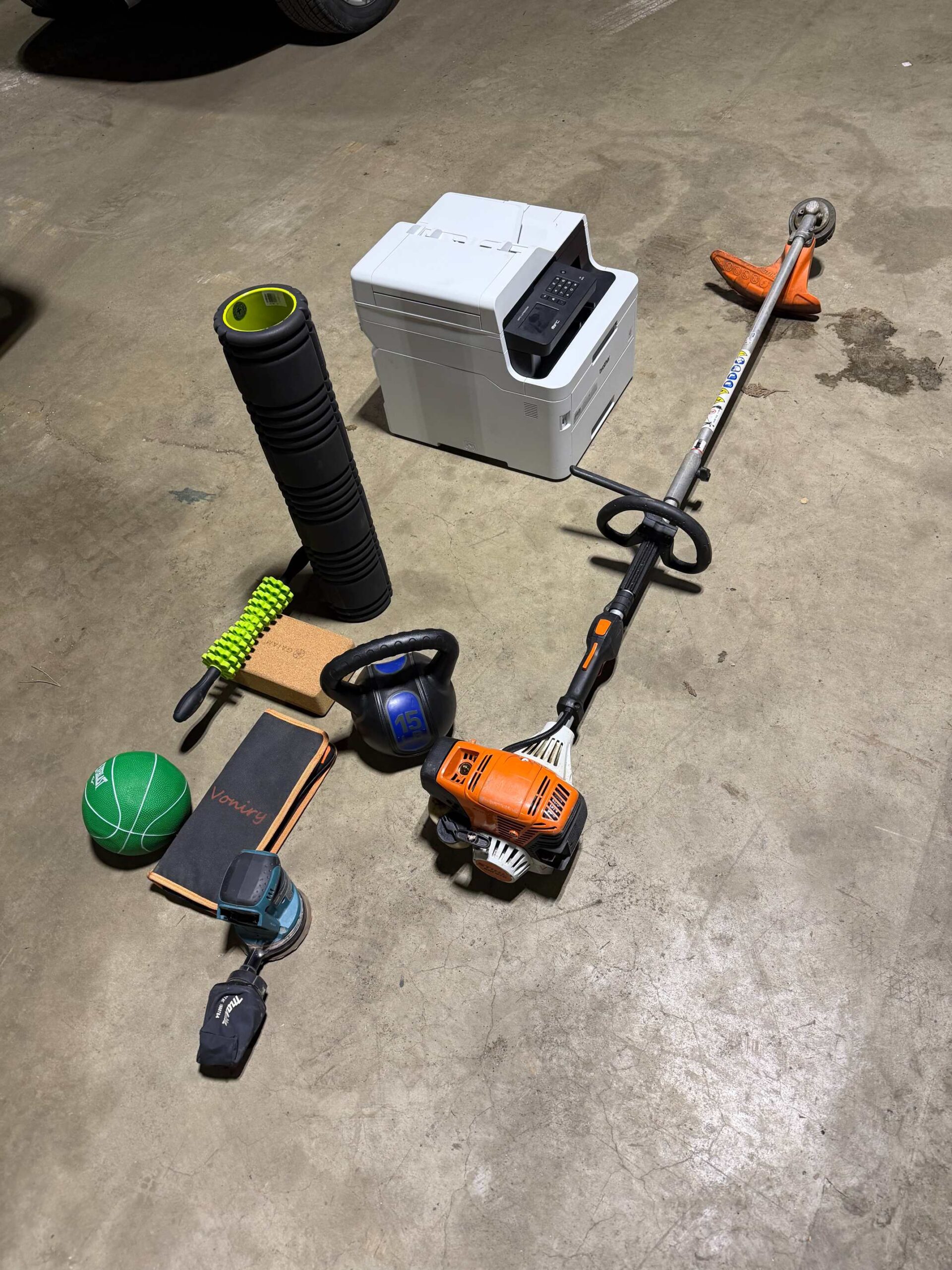 Edge trimer, printer gym equipment and sander