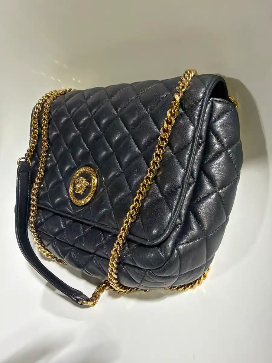 Versace Black Nappa Leather Medusa Shoulder Bag - Image 4