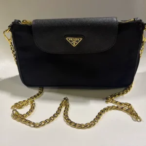 Prada Tessuto Nylon Saffiano Crossbody Bag Nero Black