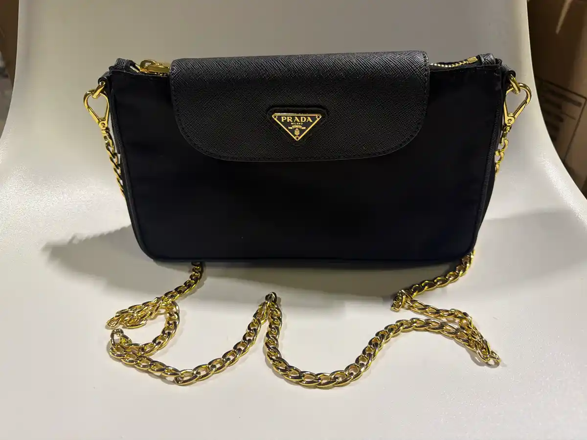 Prada Tessuto Nylon Saffiano Crossbody Bag Nero Black