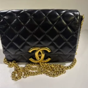 Chanel 23P Mini Flap Black Leather Bag Maxi