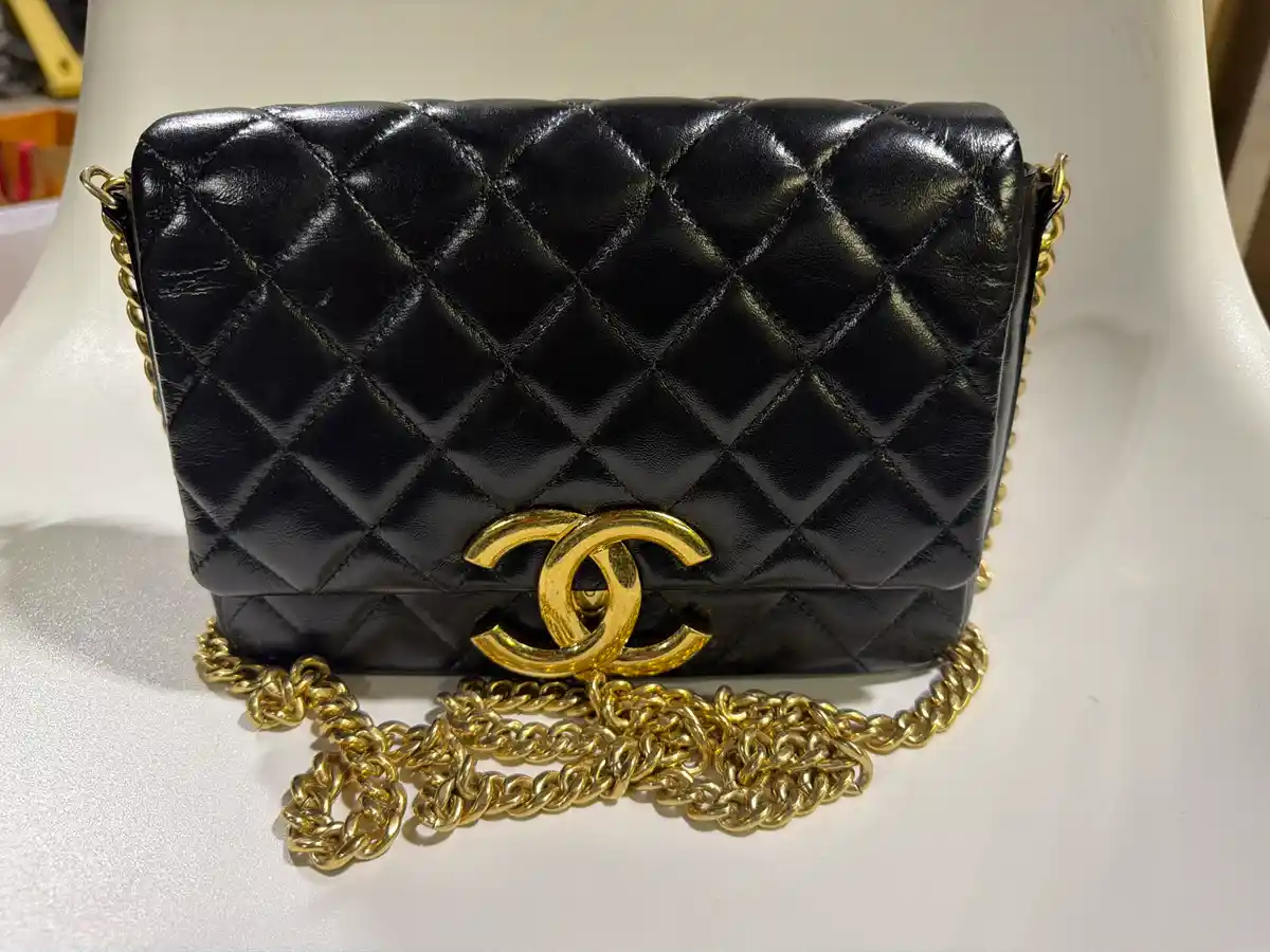 Chanel 23P Mini Flap Black Leather Bag Maxi