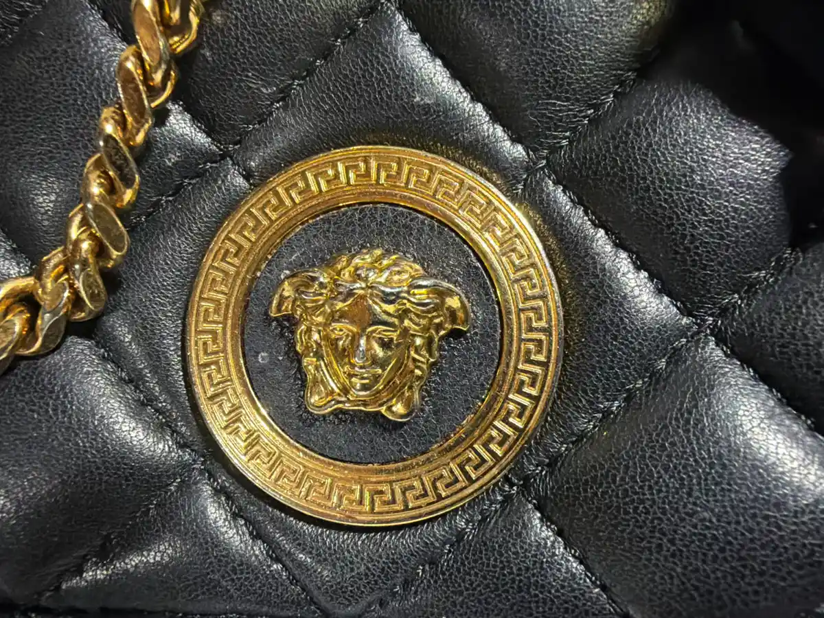 Versace Black Nappa Leather Medusa Shoulder Bag - Image 5