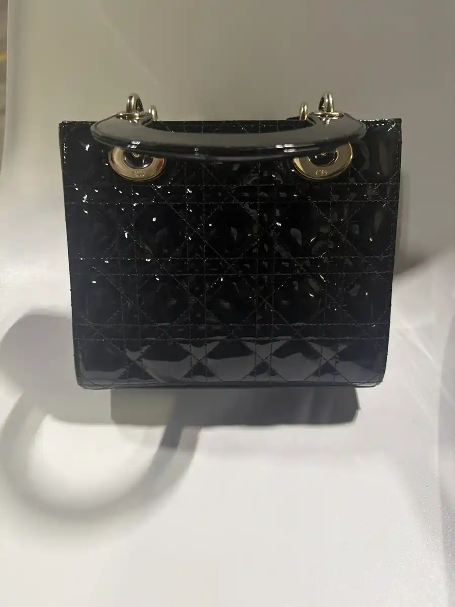 Dior Black Patent Cannage Calfskin Lady Dior Bag - Image 4