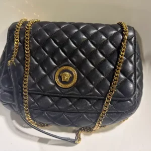 Versace Black Nappa Leather Medusa Shoulder Bag