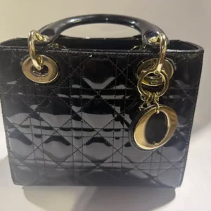 Dior Black Patent Cannage Calfskin Lady Dior Bag
