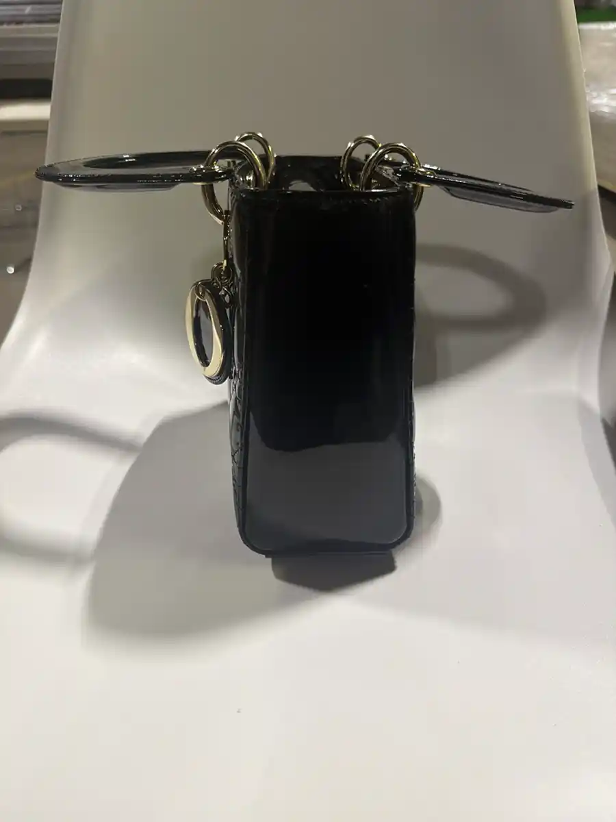 Dior Black Patent Cannage Calfskin Lady Dior Bag - Image 7